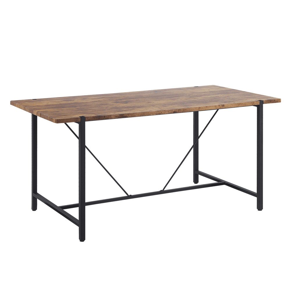 Beliani Jedálenský stôl 160 x 80 cm tmavé drevo/čierna SARITAS